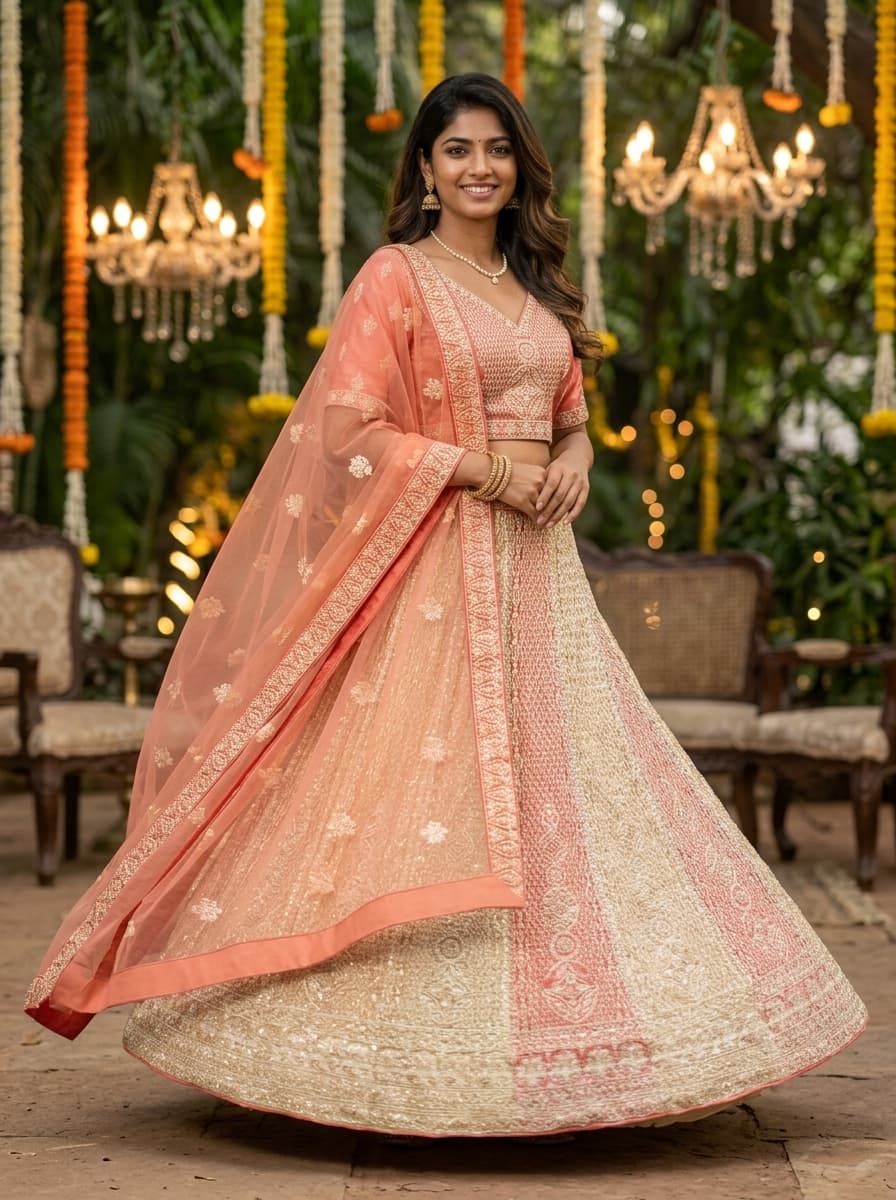 Rich Pink Embroidered Bridal Lehenga