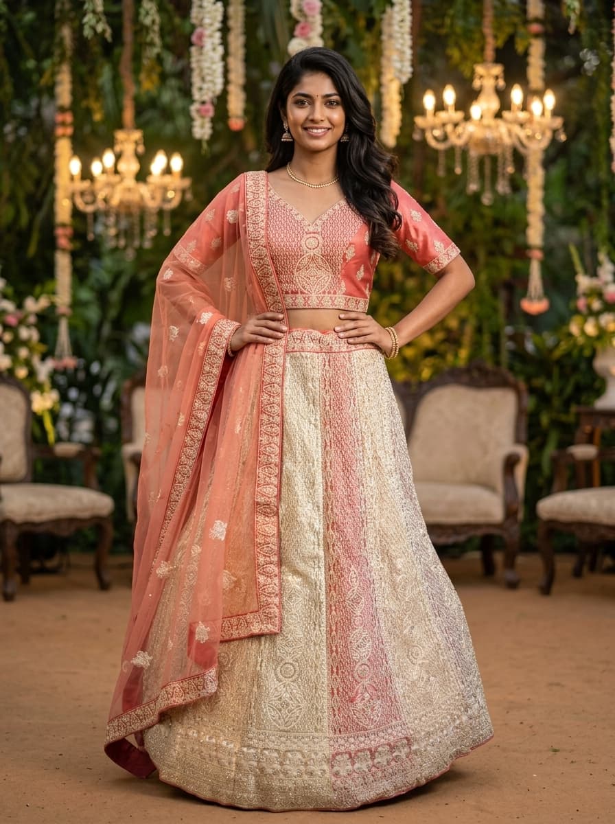 Rich Pink Embroidered Bridal Lehenga