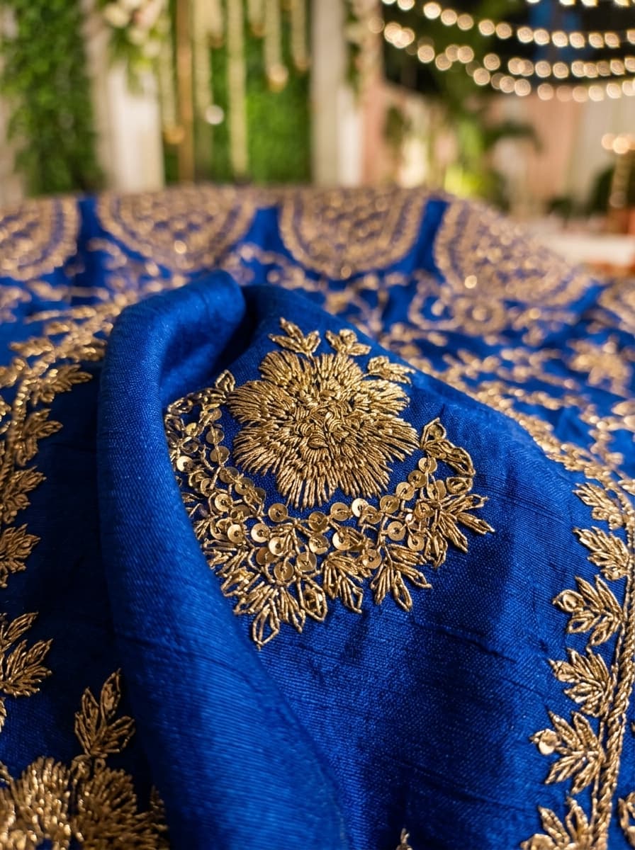 Royal Blue Vine Embroidered Lehenga