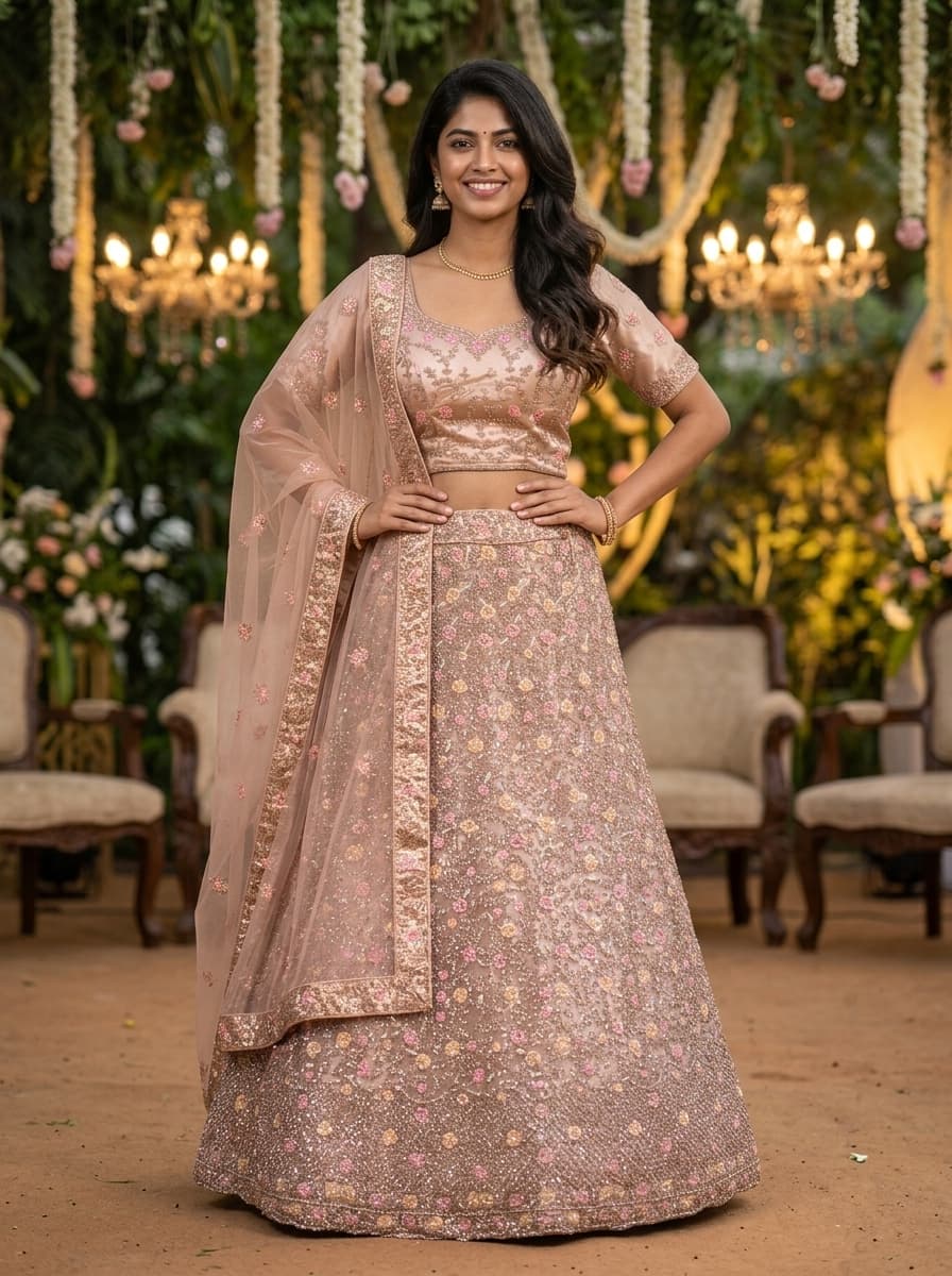 Royal Light Purple Floral Bridal Lehenga