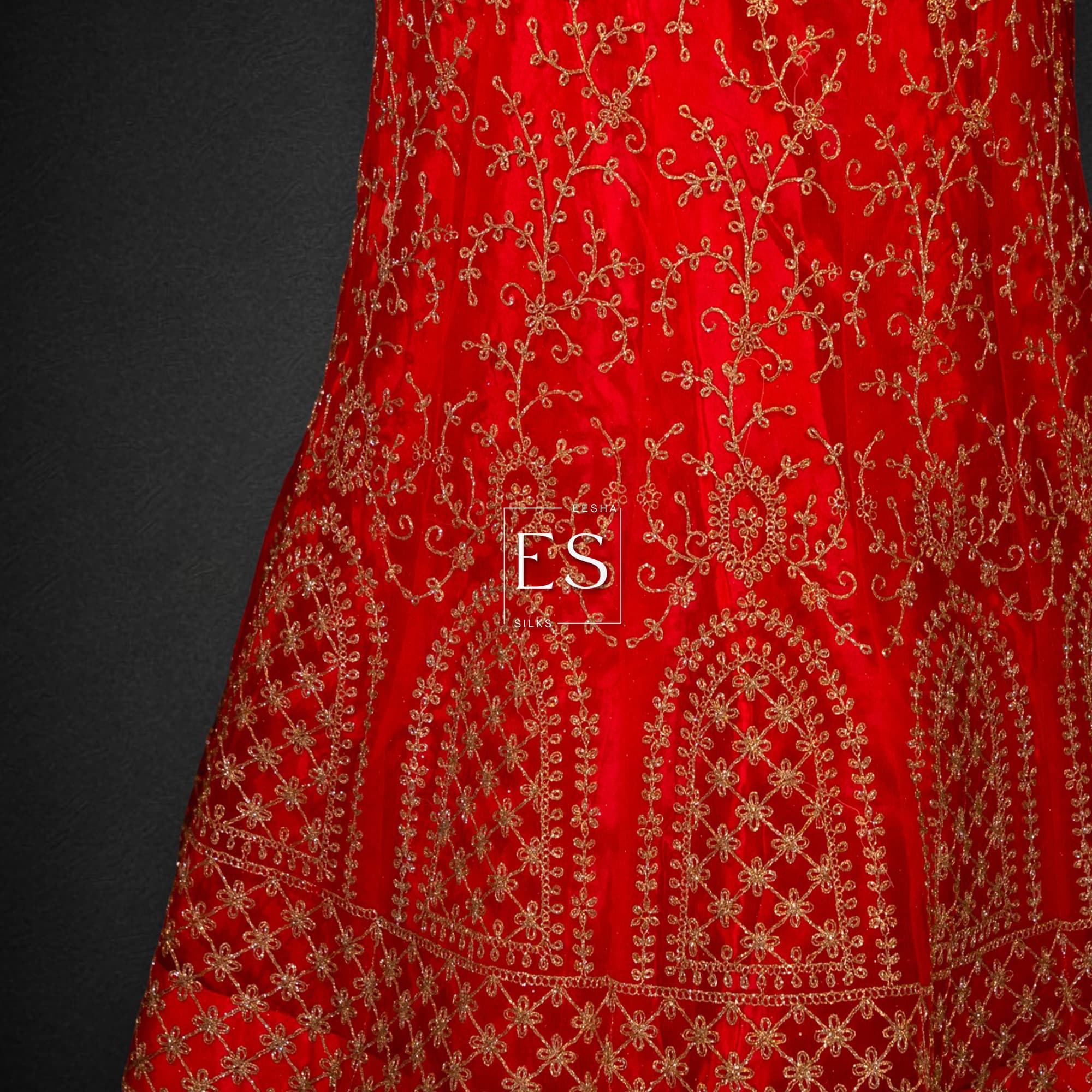 Red Embroidered Lehenga