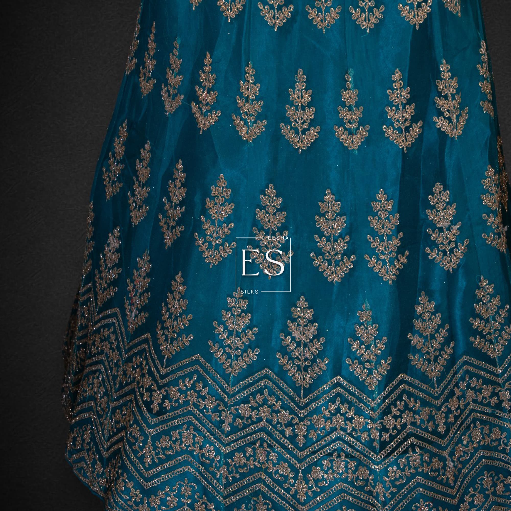Turquoise Blue Embroidered Lehenga