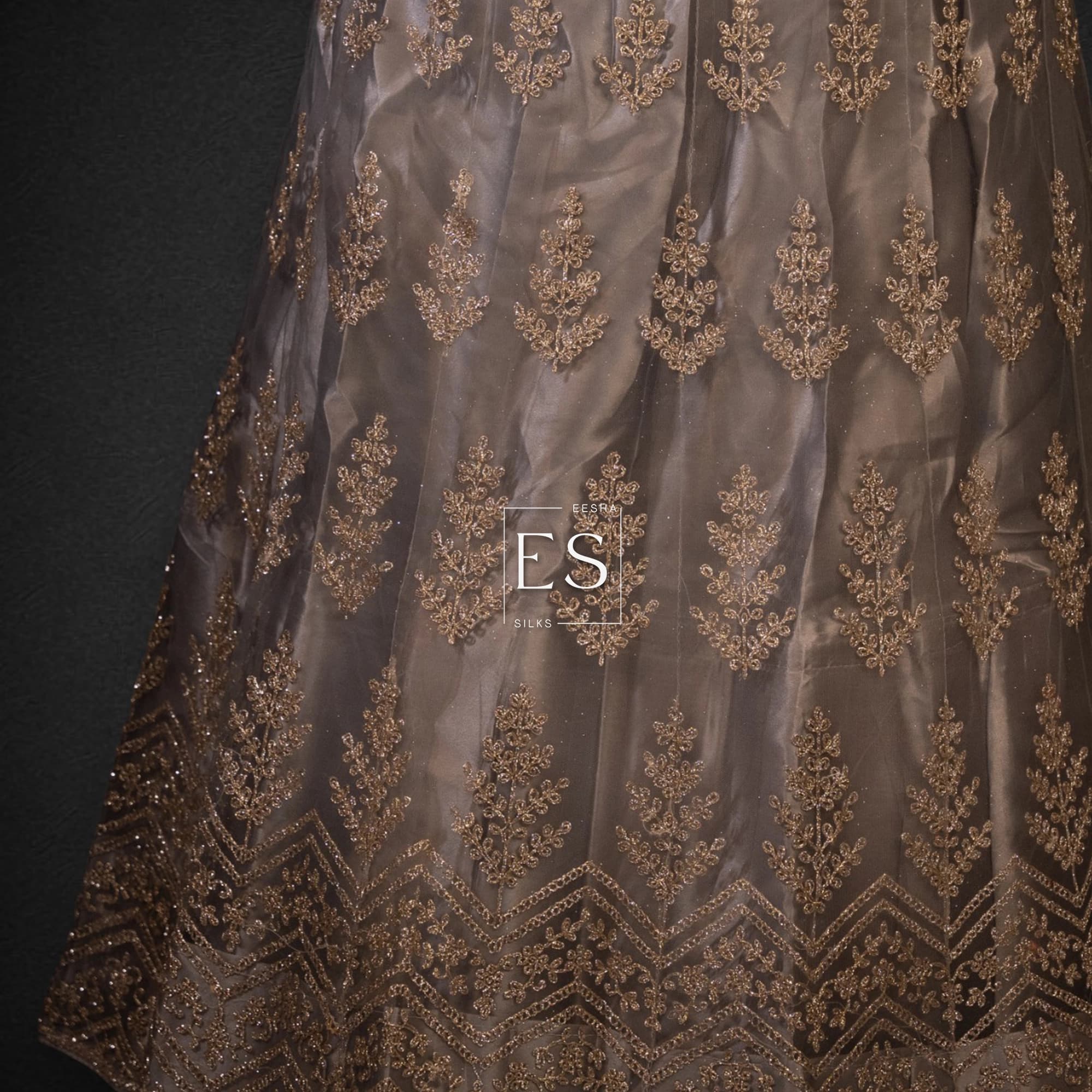 Silver Grey Embroidered Lehenga - View 3