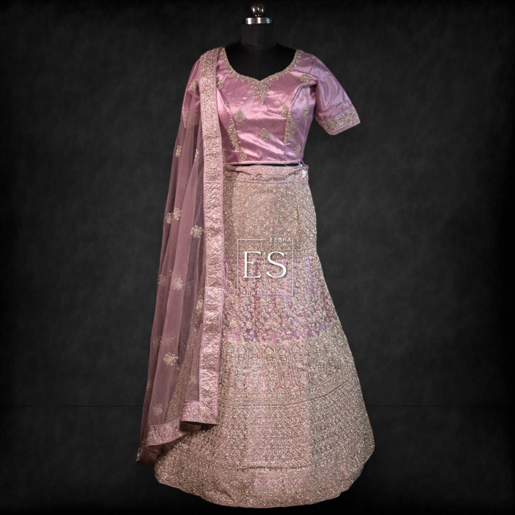 Lilac Embroidered Lehenga - View 1