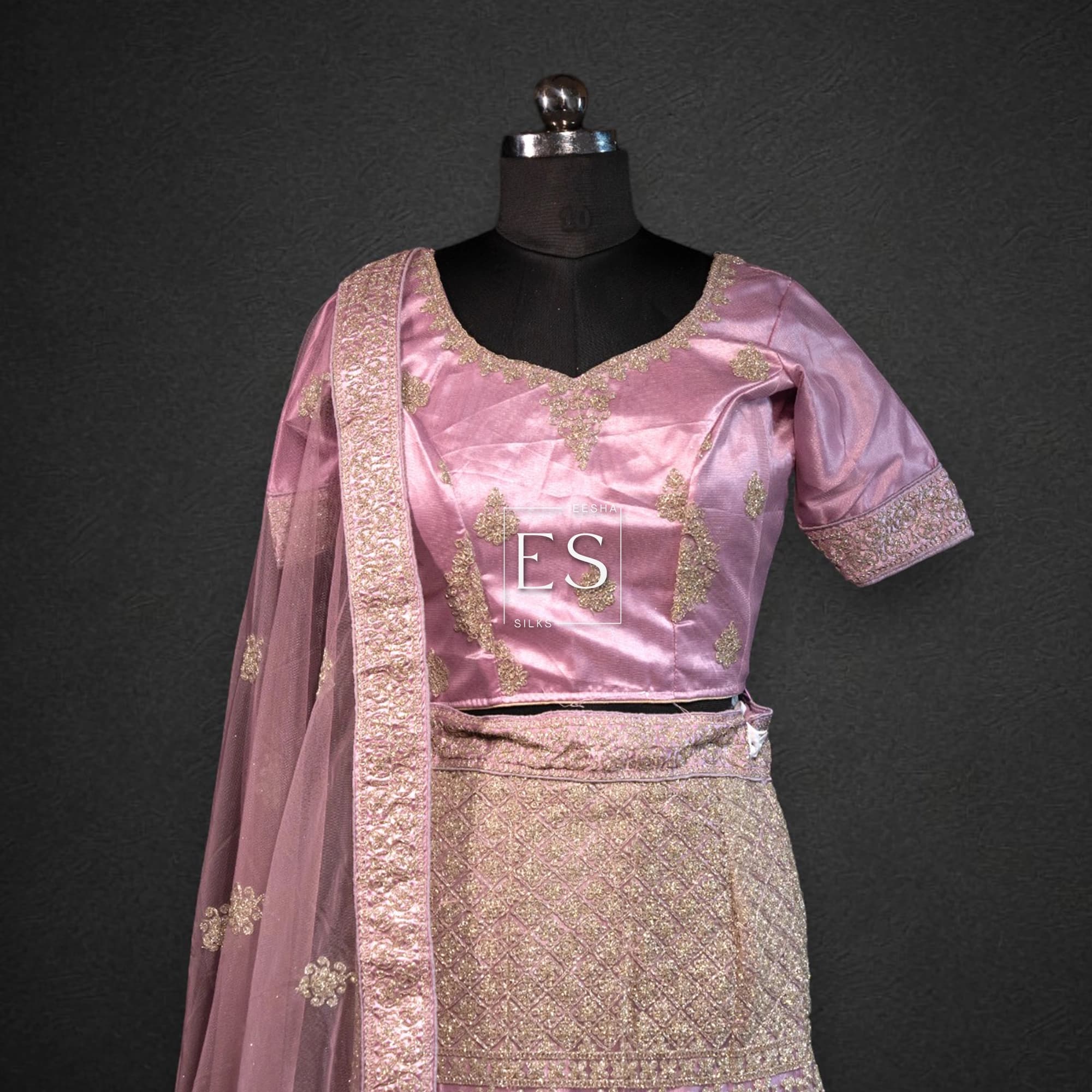 Lilac Embroidered Lehenga - View 2