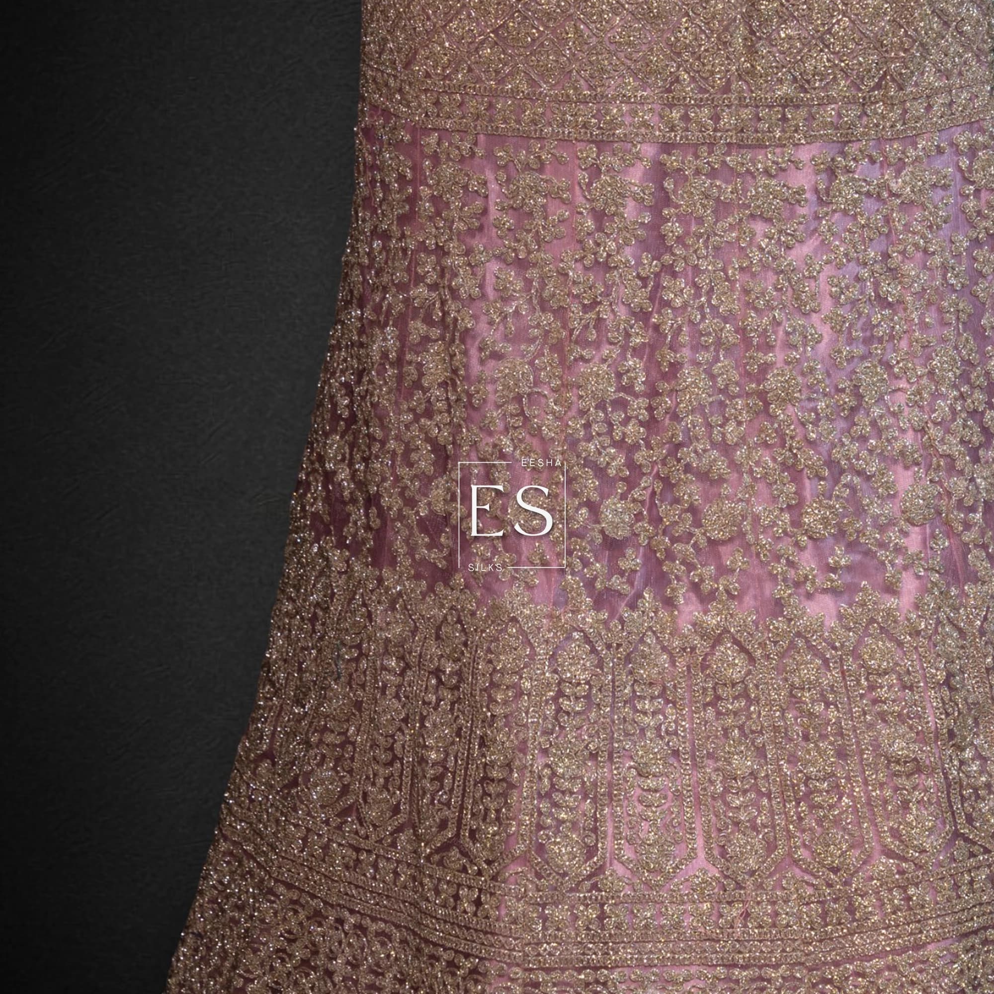 Lilac Embroidered Lehenga - View 3