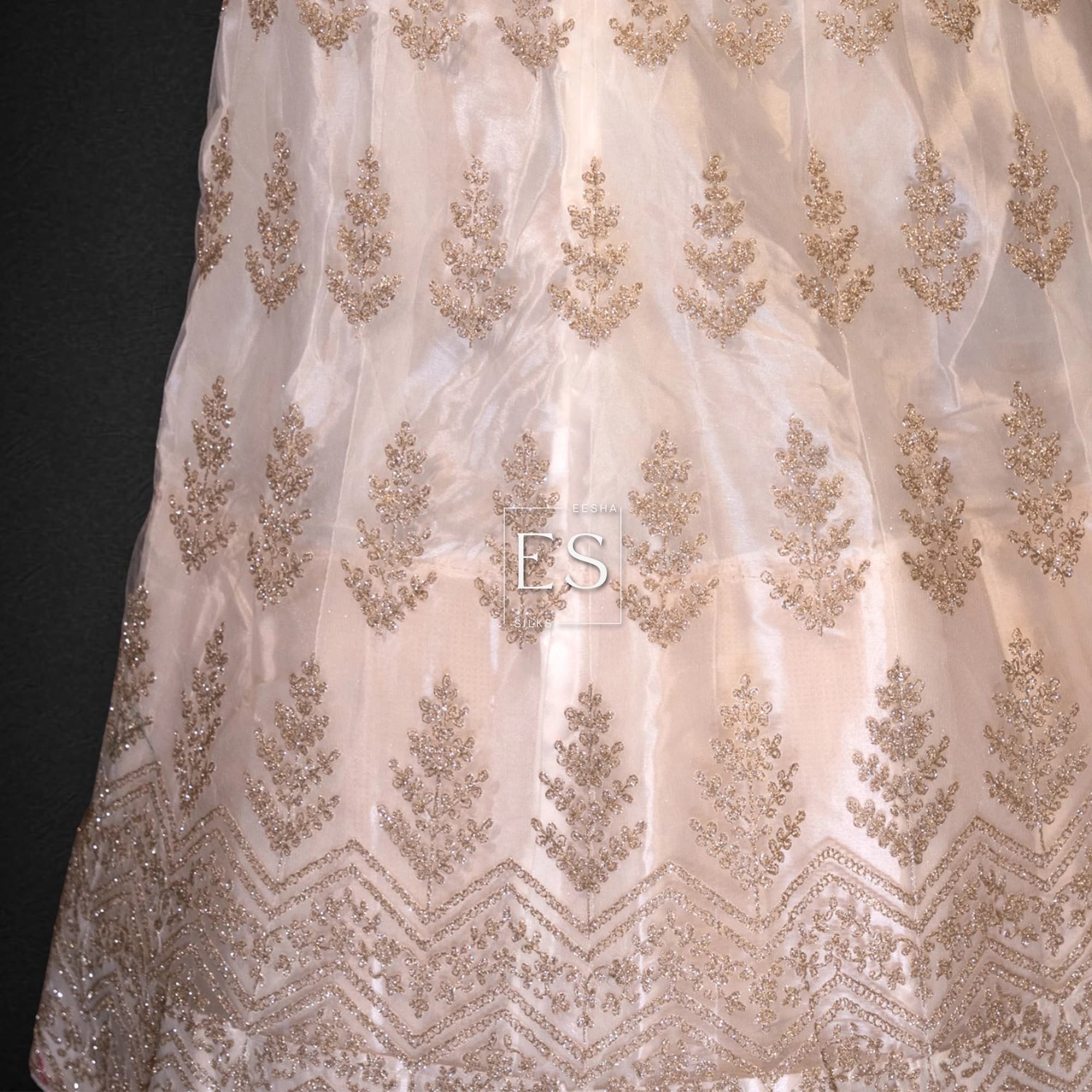 Pearl White Embroidered Lehenga - View 3