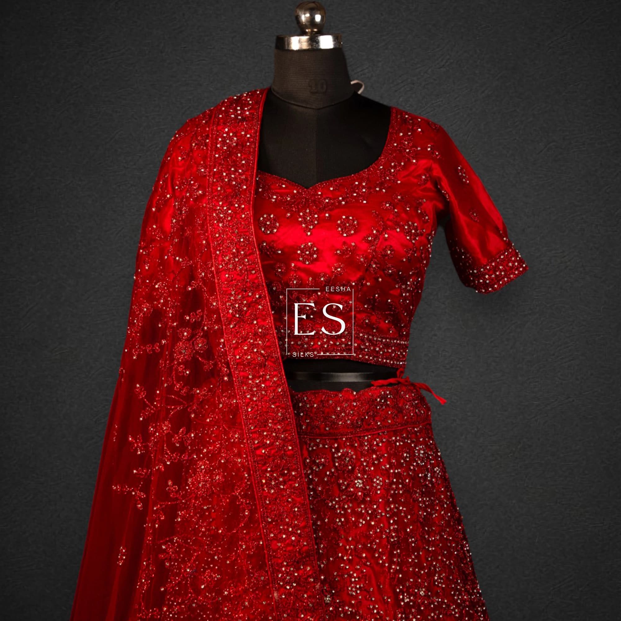 Red Sequin Bridal Lehenga - View 2