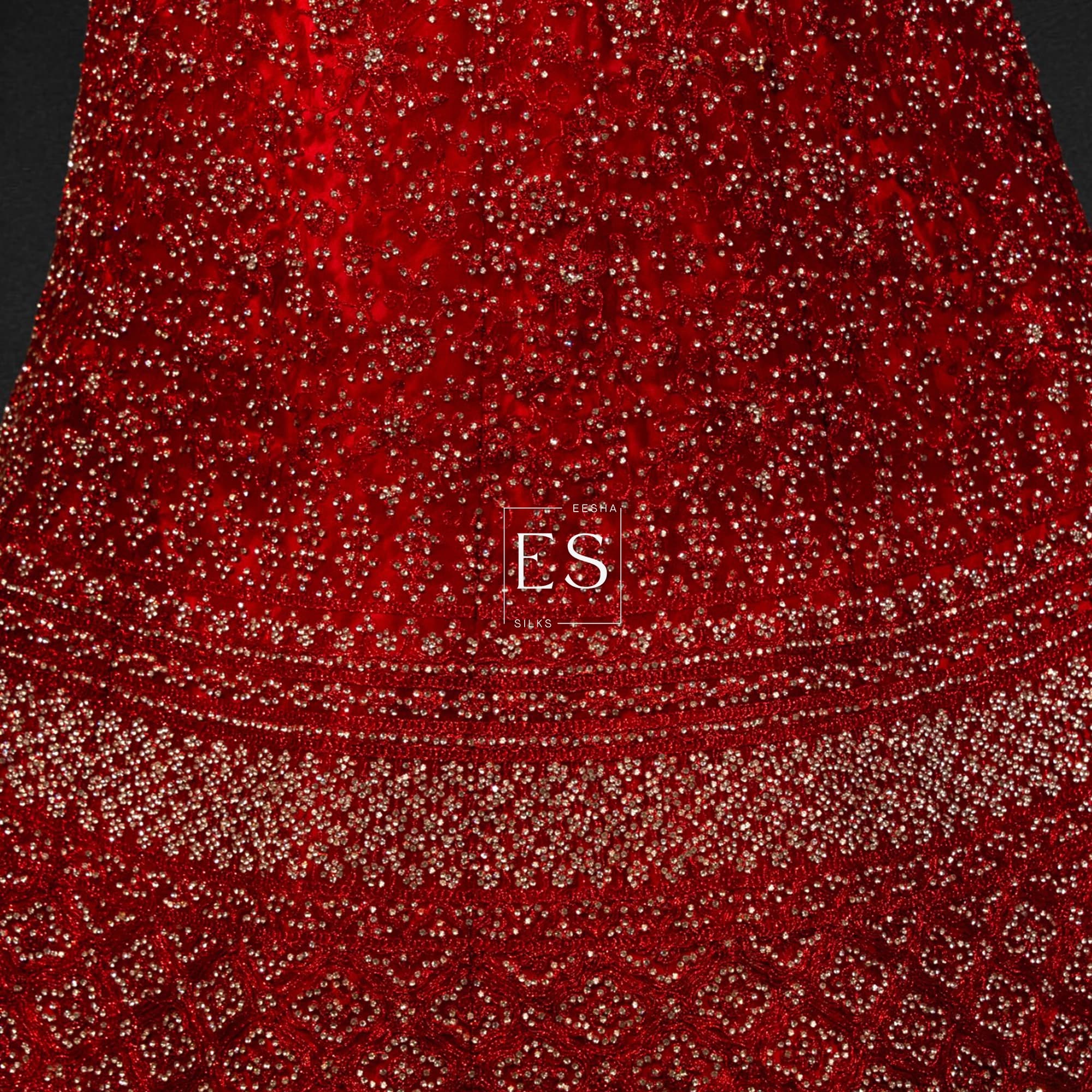 Red Sequin Bridal Lehenga - View 3