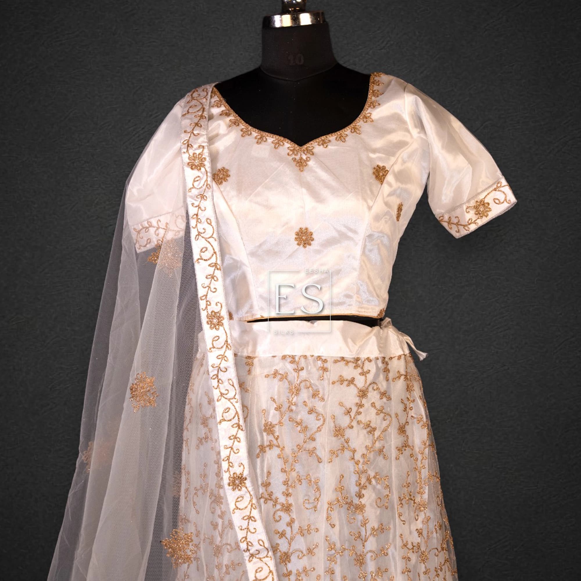 Ivory White Embroidered Lehenga - View 2