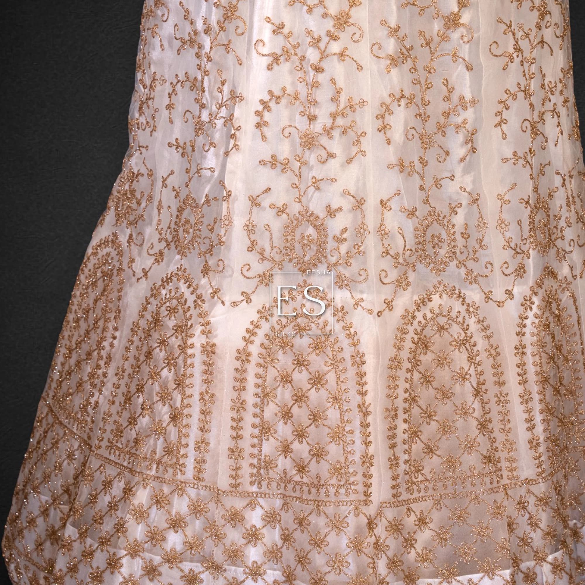 Ivory White Embroidered Lehenga - View 3