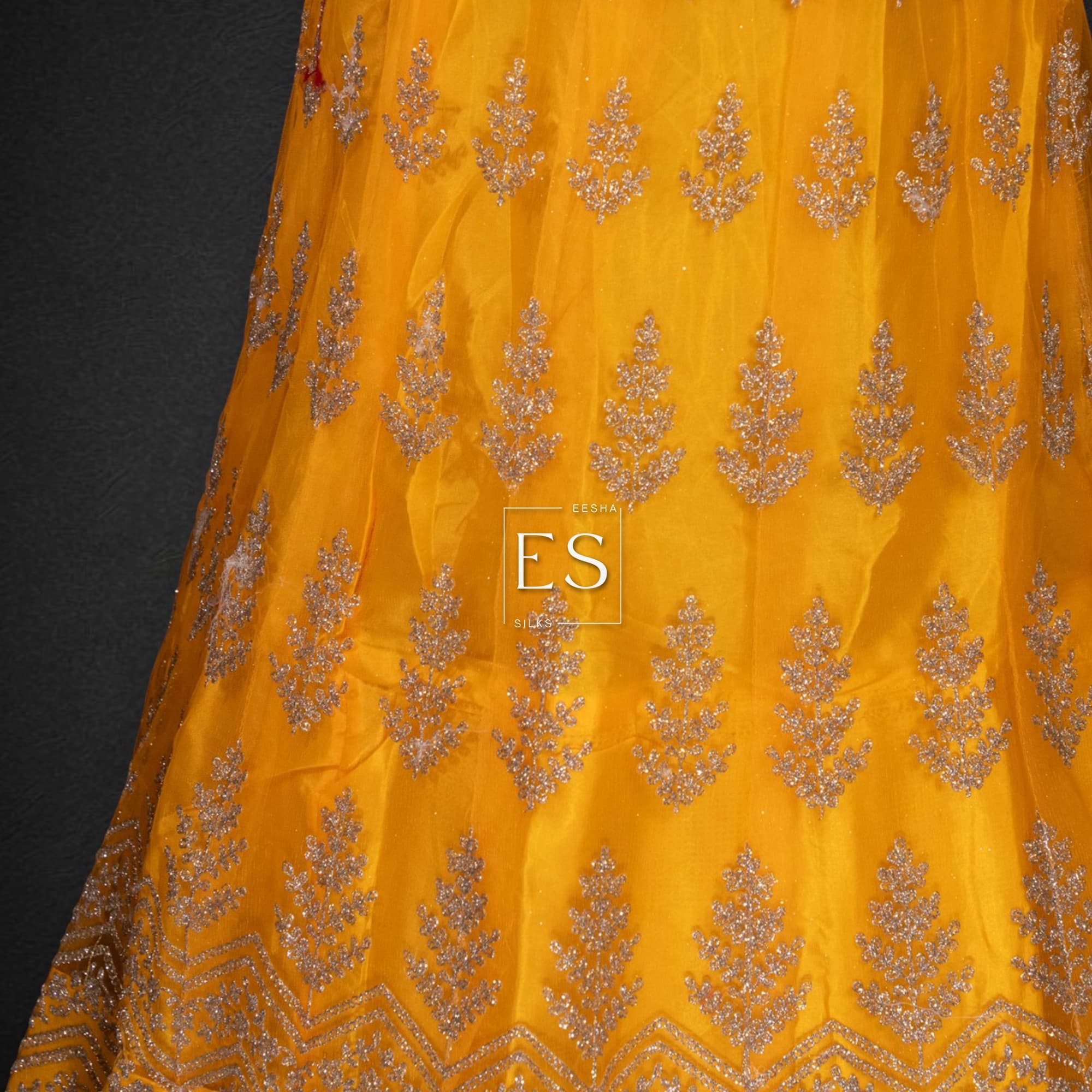 Yellow Embroidered Festive Lehenga - View 3