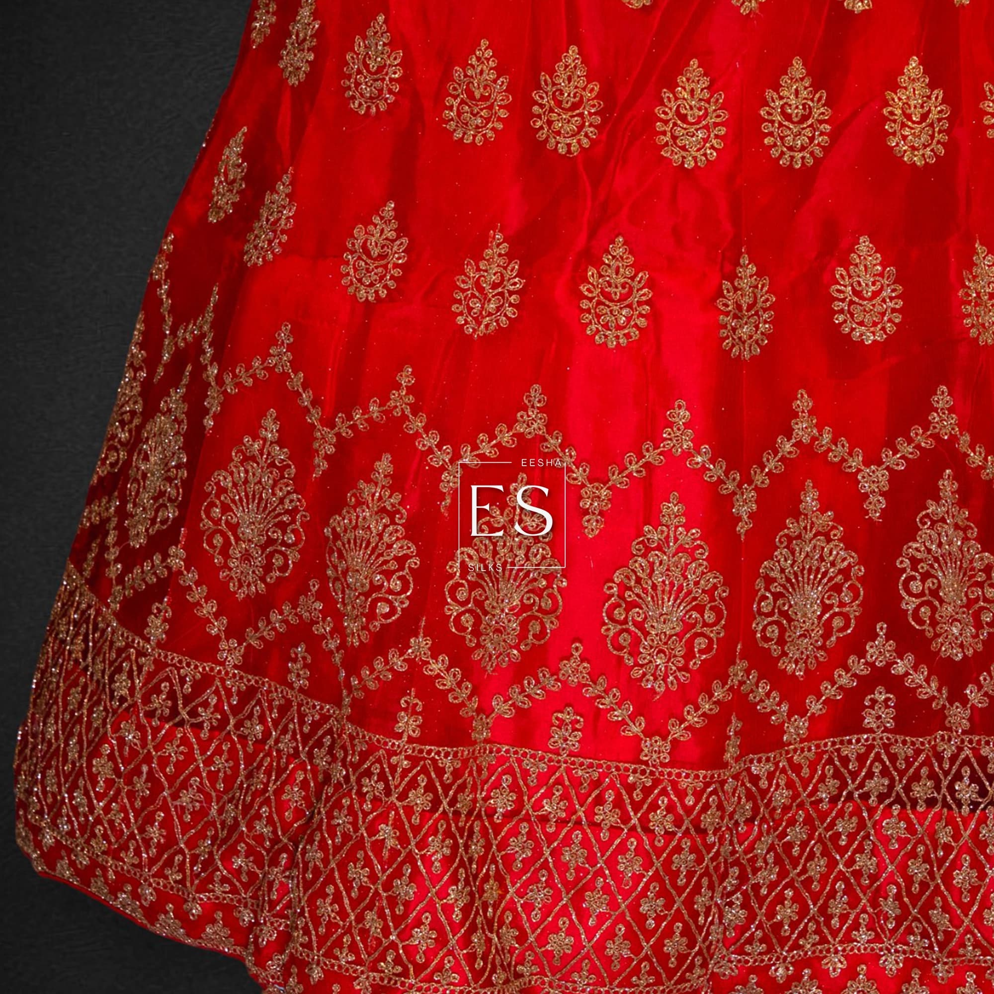 Red Vine Embroidered Bridal Lehenga - View 3
