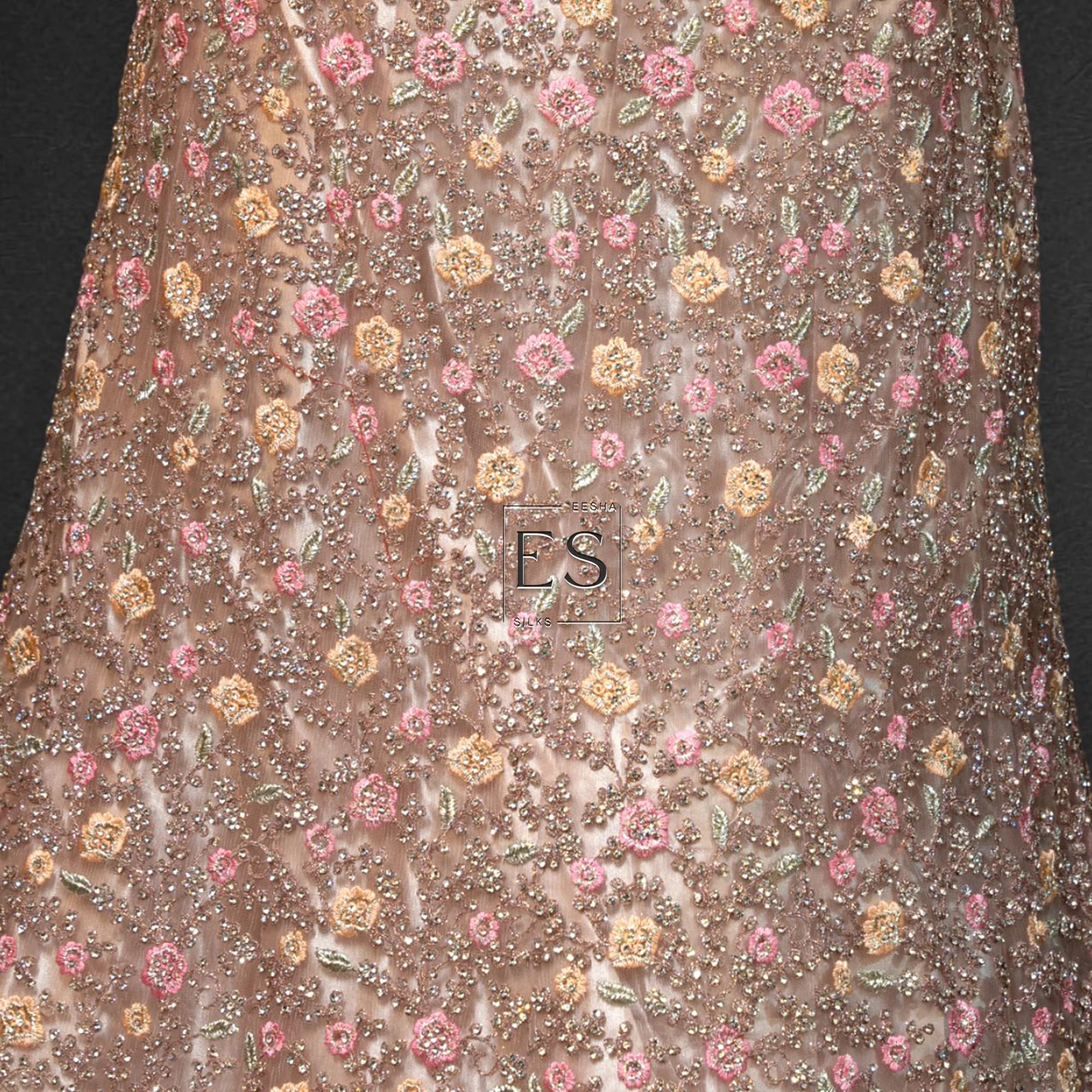 Champagne Gold Floral Lehenga - View 3